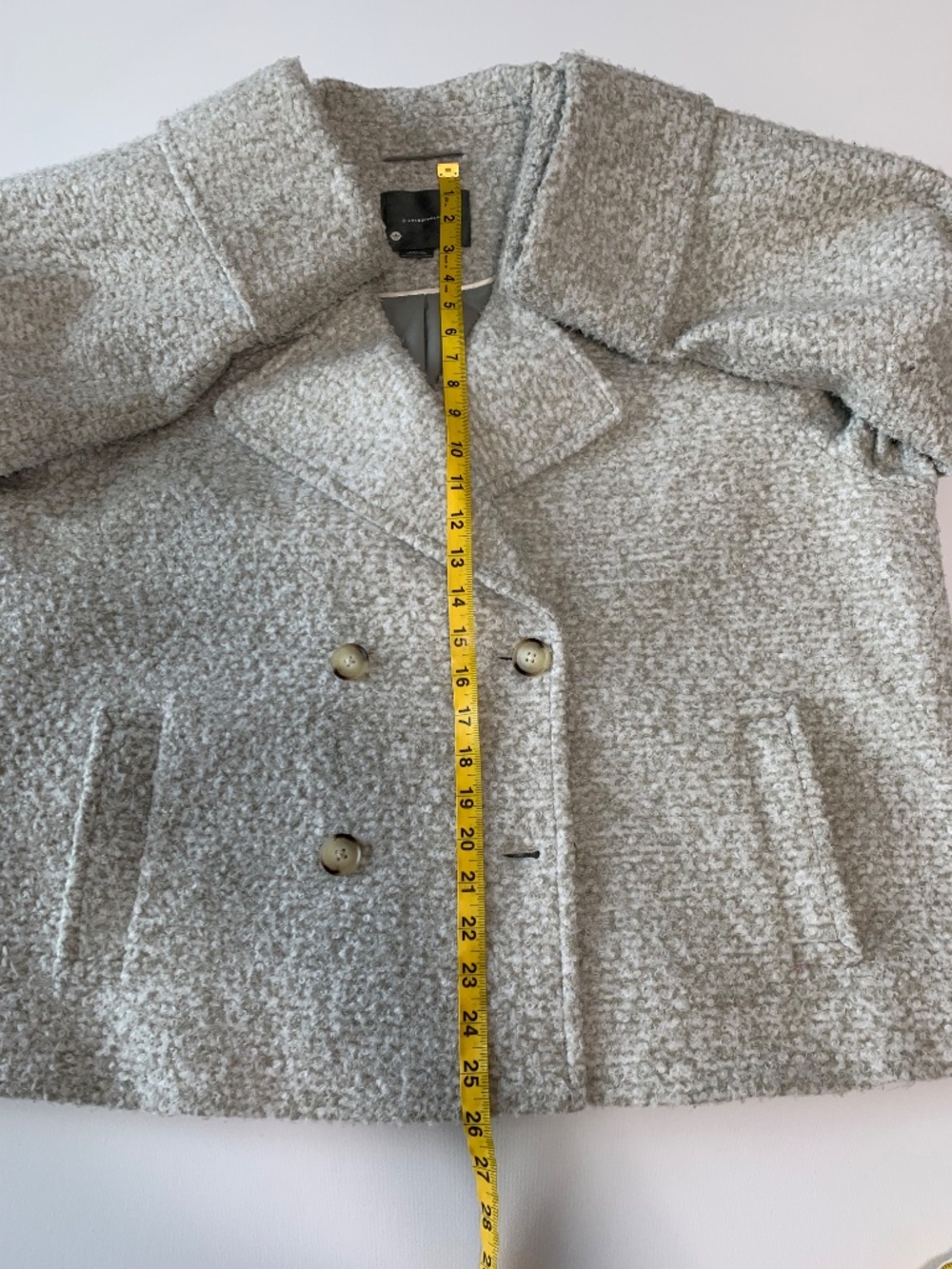 Anthropologie Bouclé Short Coat Oversized Jacket Double Breasted Women's size L - Picture 10 of 14